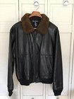 Rare Polo Sport Ralph Lauren Leather Bomber Jacket XL Shearling Collar Blk/Brown