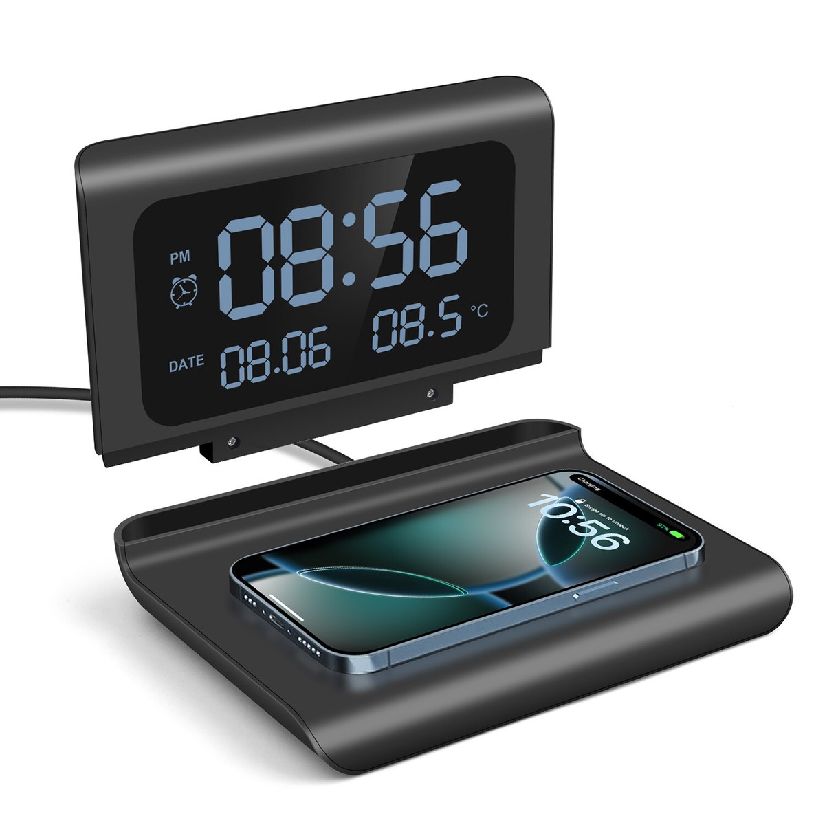 3in1 Alarm Clock Wireless Charger Dock Thermometers For iPhone 16