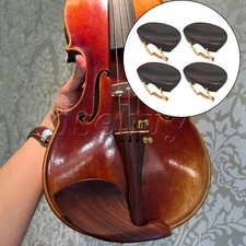 4 Pieces 4/4 Ebony Violin Chinrest with Standard Bracket for Play Dark Brown