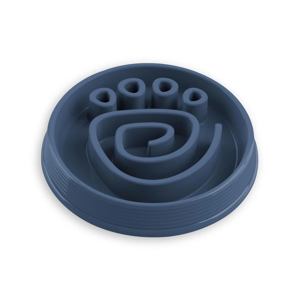 PURELY HOME Pfotendruck Labyrinth große langsame Futterautomat Hundeschüssel - marineblau