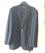 Stafford 100 Wool Black Two-Button Blazer Size 42R