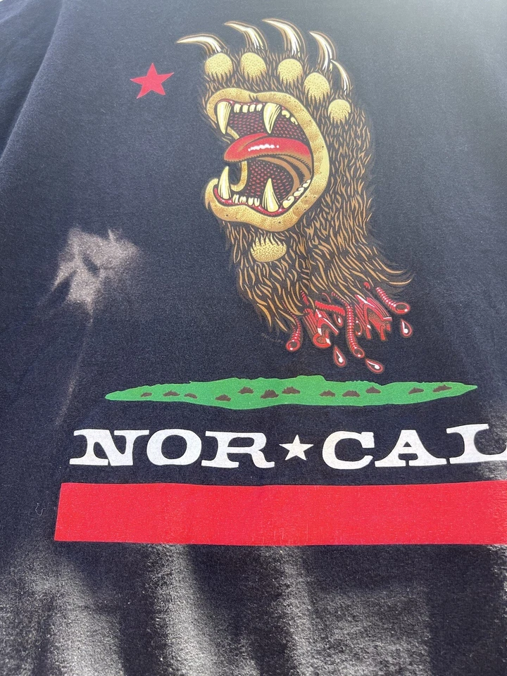 Camiseta negra NorCal para hombre rasgada garra de oso boca, patinador rara para hombre talla XL Foto 4 de 4
