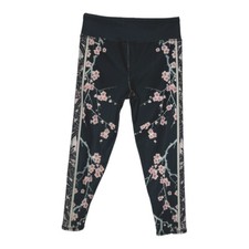 Evolution and Creation Women's Cropped Leggings Dark Gray Pink Floral Size M