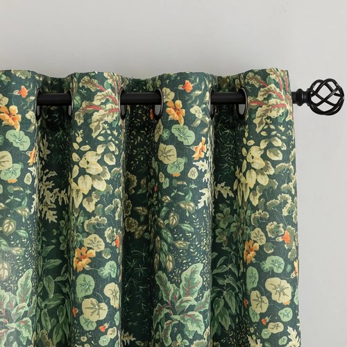 Grün Blumen Vorhänge 84 Zoll lang 2 Paneele Vintage Cottagecore Botanisch C... - Bild 3 von 6