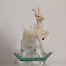 Celluloid Plastic Reindeer Rudolf Santa Sleigh Antlers