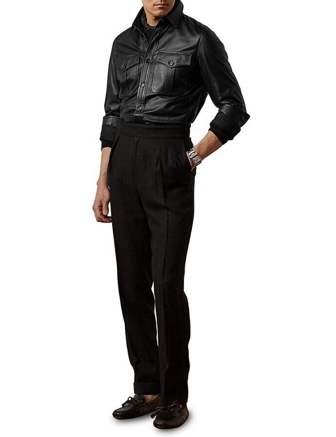 Purple Label Ralph Lauren 100% Lamb Leather Overshirt Shirt Purple Label Ralph Lauren 100% Lamb Leather Overshirt Shirt