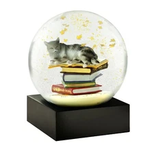 Cat on Books Snow Globe by CoolSnowGlobes - Gifts for Books Lover Home Décor