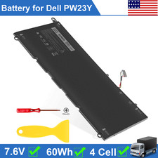 PW23Y Battery for Dell XPS 13 9360 Series 0RNP72 0TP1GT RNP72 TP1GT 60Wh 7.6V