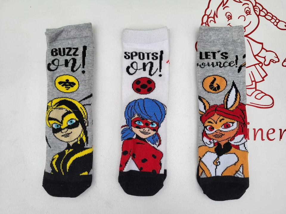 Socken Kindersocken Miraculous Lady Bug 3 Paar Größe 27/30 31/34