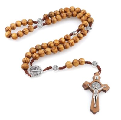 St. Benedict starker Olivenholz Segensrosenkranz *viele Informationen in der Beschreibung*