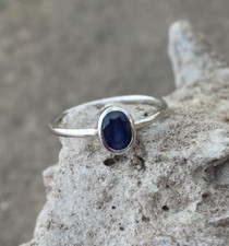 Blue Sapphire Ring, September Birthstone Ring, 925 sterling Silver