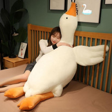 Goose Stuffed Animal Giant White Goose Plush Pillow,Cute Duck Toy Soft Hugging S
