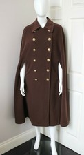 Moschino Cheap And Chic Brown Wool Cashmere Military Cape Coat Gold Buttons Uk12