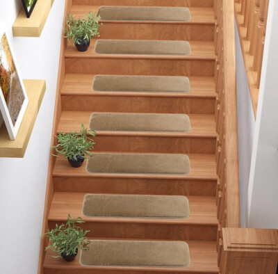 Stair Treads Skid Slip Resistant Indoor SOFT PILE Beige