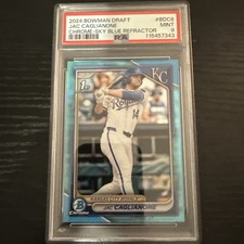 PSA 9-2024 Bowman Draft Chrome Jac Caglianone #BDC-8 Sky Blue Refractor Royals