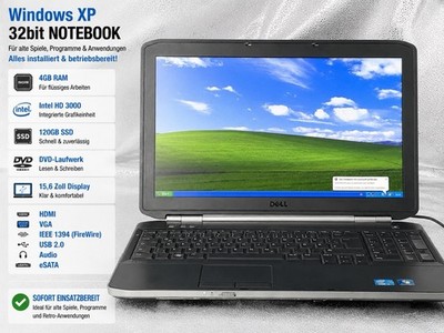 Windows XP Gamer Notebook Dell Latitude E5520 15,6'' i3-2330M 2,2G 4GB 120GB SSD