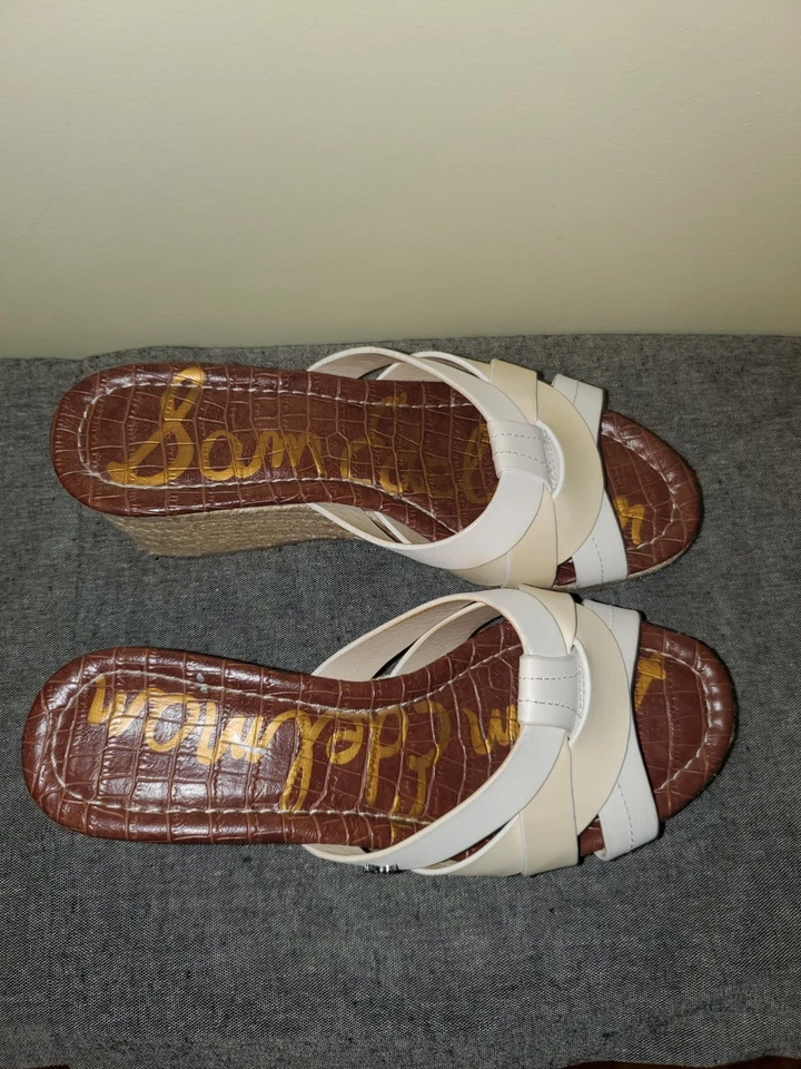 Sandalia Sam Edelman Raynere plataforma deslizable cuña cuero para mujer talla 7” Foto 3 de 4