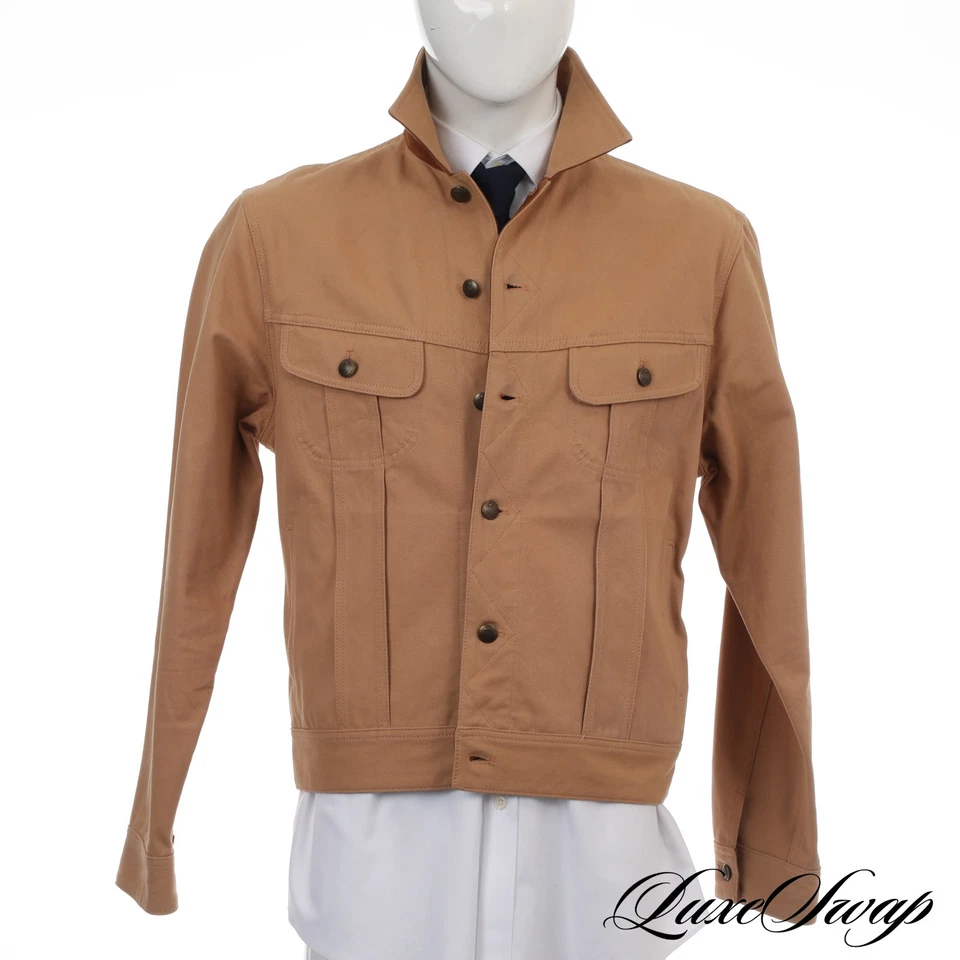 LNWOT Ralph Lauren Purple Label Italy Tan Suede Trim Trucker Jacket Coat L NR - Image 2 of 4