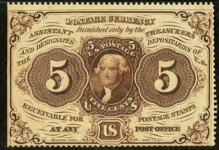 PMG ChAU 58. FR# 1229 Fractional 1862 Union Currency 5c, Civil War FIRST Issue - Image 3 of 4