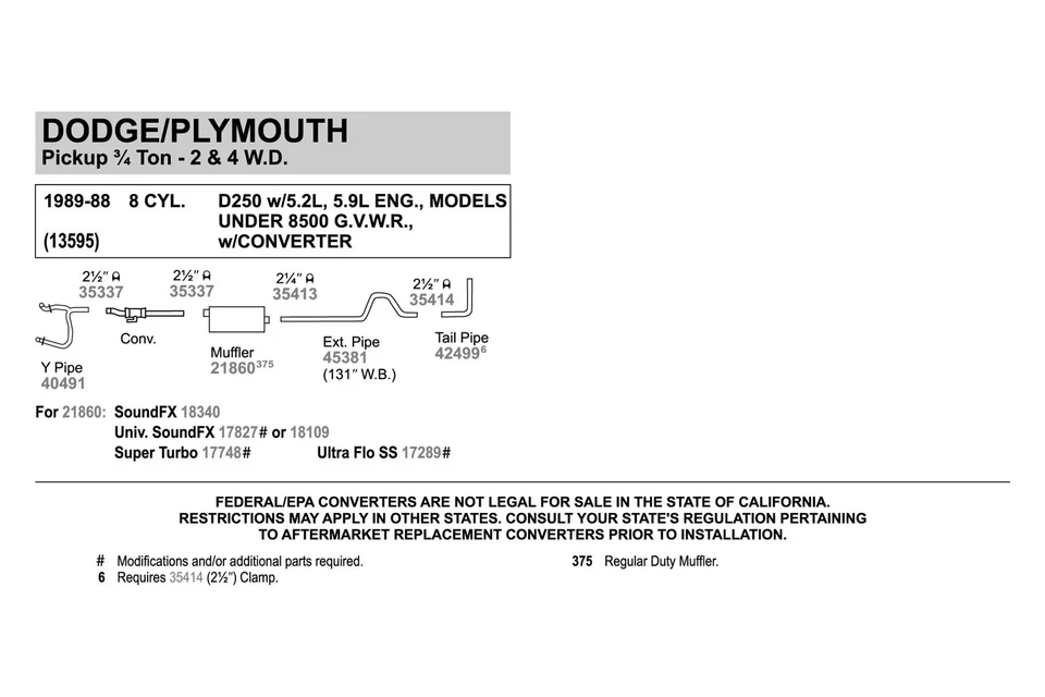 For Dodge Ramcharger 80-89 Exhaust Muffler SoundFX Steel Oval Direct-Fit Foto 3 de 4