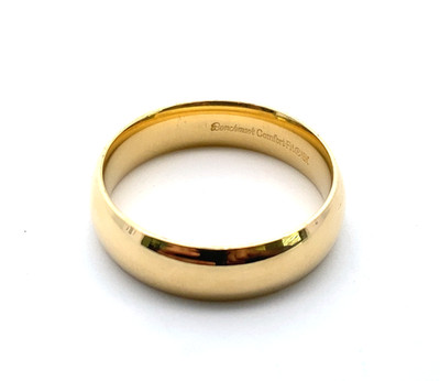 Benchmark Solid 18K Yellow Gold 6mm Comfort Fit Wedding Band Ring Size 10.25 9g