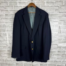 Stafford Tailored in USA Men Navy Blue Blazer Gold Crest Buttons Sport Coat 48XL