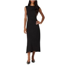 ASTR The Label Drape Sleeveless Midi Dress Black Ruched Womens Large