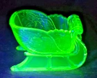 1886 EAPG Vaseline Yellow Glass Rose Sprig Sleigh Candy Dish Campbell Jones