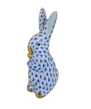 HEREND STANDING EASTER BUNNY RABBIT BLUE FISH...