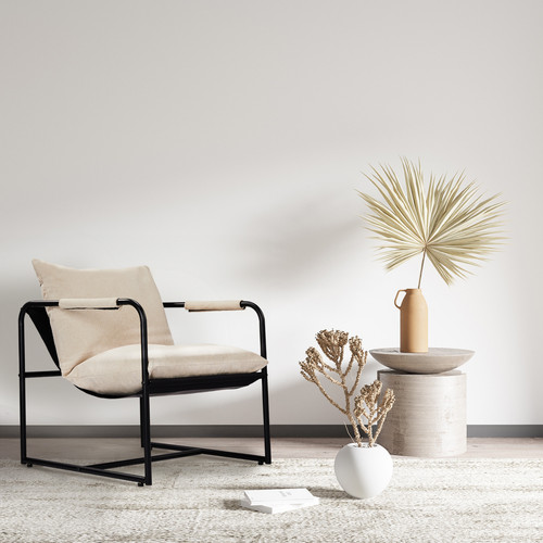 Metal Framed Armchair Outdoor Indoor Seat Back Cushion Weatherproof Lounge Chair