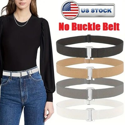 Women Invisible Adjustable No Buckle Stretchable Belt for Jeans Pants Dresses