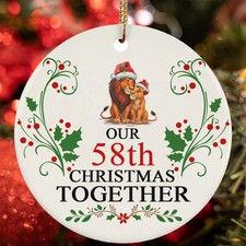 Our 58th Christmas Together Ornament Funny Lion Couple 58 Year Anniversary Gift