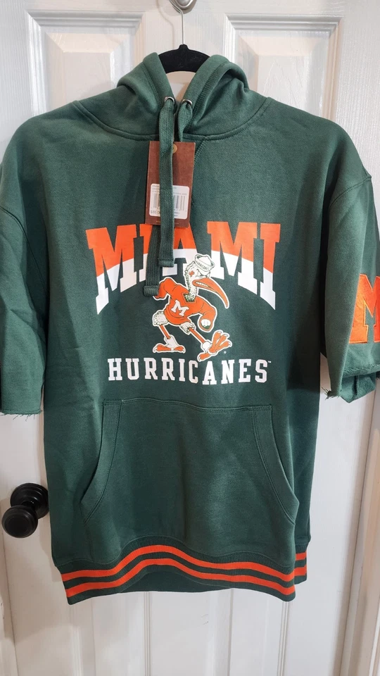 Pullover Mitchell & Ness Para Hombres Miami Hurricanes Verde Prejuego Manga Corta Talla S Foto 2 de 4