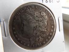 1881-S $1 MORGAN SILVER DOLLAR COIN HEAVY WEAR, SCRATCHES, GRAY TONING.  (106)