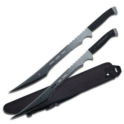 BladesUSA Twin Ninja Fantasy Swords-Cord Wrapped Handle & Sheath w/Strap