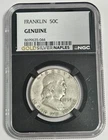 1952-P US Franklin Silver Half Dollar Coin 50C, NGC Genuine Slab, FREE SHIPPING!