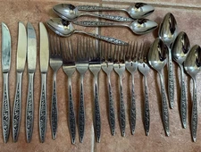 20-pc Set Ekco Eterna Santiago Textured Blk Accent  Japan Service For 4 Fork~K~S