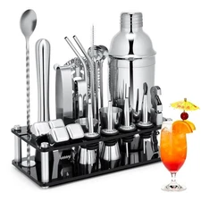 Cocktail Shaker Set, 23-Piece Stainless Steel Bartender Kit with Acrylic Stan...