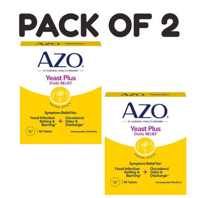AZO Yeast Plus  Dual Relief   60 Tablets   Pack of 2