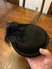Vtg Merrimac Hat Corp Wool black Ladies Hat Netting Feathers strouss hirschberg