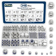 Stainless Steel Nylon Insert Lock Nuts Set 348 Pcs