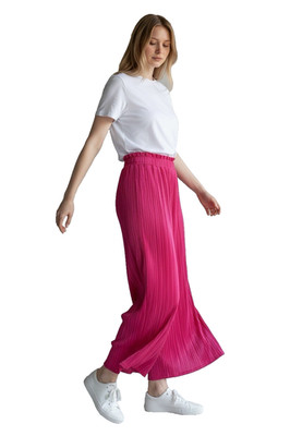 9th Madison women's pleated wide Leg pant fuchsia high waist Lounge size S