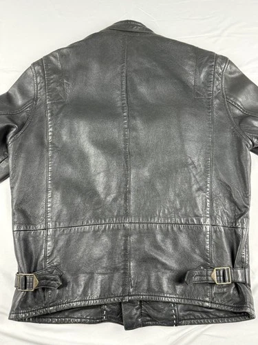 Levis Made and Crafted Black Sheepskin Leather Moto Jacket-Made in Italy Sml/Med image 4