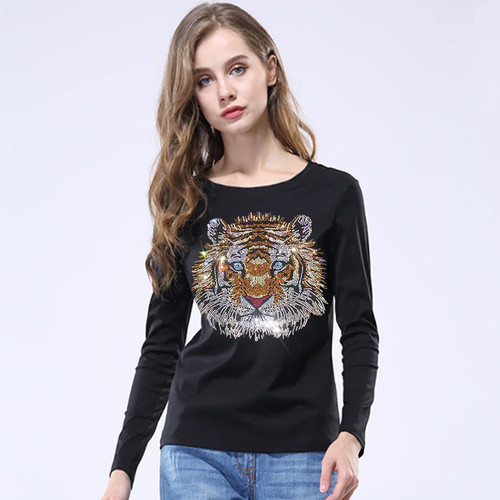 New Arrrivel Tiger Tshirt Lady Luxury Design of Diamonds Cotton T shirt Women's - Picture 14 of 44