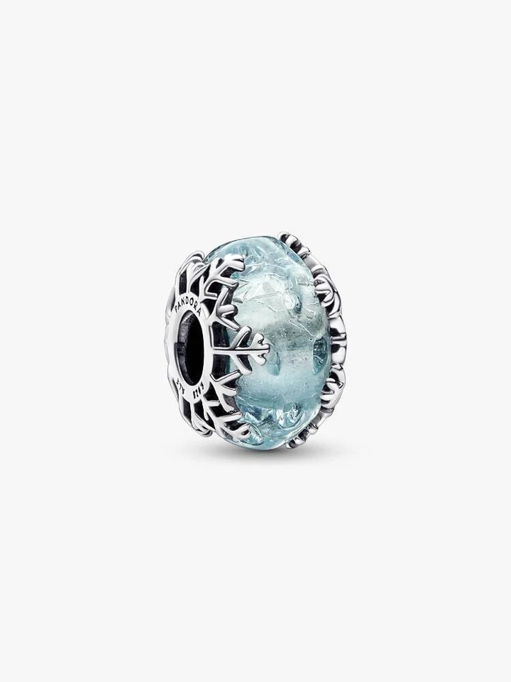 PANDORA Charm Anhänger Bead Schneeflocke Murano Glas Sterlingsilber 792377C00 - Bild 1 von 4