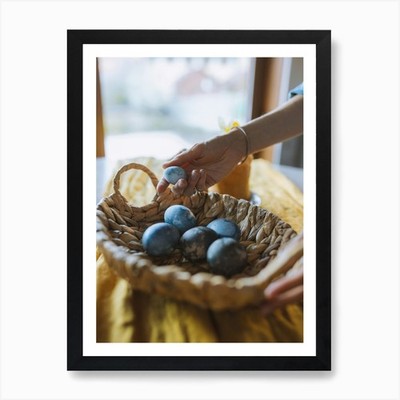 Ostereier im Korb 3 Kunstdruck gerahmt Wandbild Poster Leinwanddruck Bild