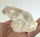 Vintage Fenton Art Glass Clear Satin Finish Frog Paperweight Figurine