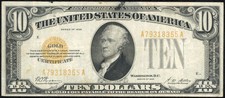 1928 $10 Ten Dollar Gold Certificate Note Fr#2400