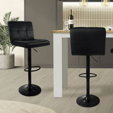 Lot de 2 tabourets de bar rembourrées en velours noir chaise réglable en hauteur