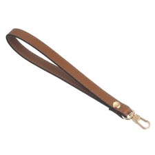 Leather Wristlet Strap, 7.48" Hand Wrist Lanyard Bag Chain, Brown Gold